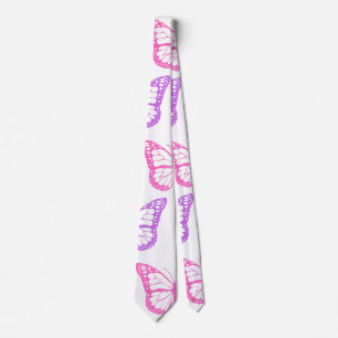 Retro Roze Paarse Bloemen Vlinder Meisje Patroon Stropdas