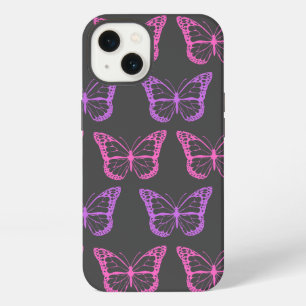 Retro Roze Paarse Bloemvlinder Meisjespatroon iPhone 13 Hoesje