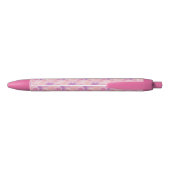 Retro Roze Paarse Floral Aangepaste Naam Zwarte Inkt Pen (Achterkant)