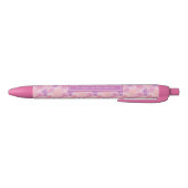 Retro Roze Paarse Floral Aangepaste Naam Zwarte Inkt Pen (Bodem)