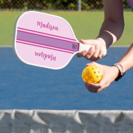 Retro Roze, Paarse & Fuchia Gestreept Pickleball Paddle