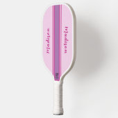 Retro Roze, Paarse & Fuchia Gestreept Pickleball Paddle (Links)