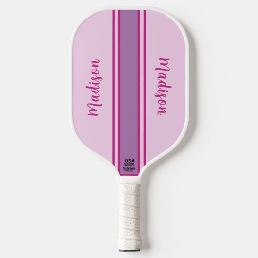 Retro Roze, Paarse & Fuchia Gestreept Pickleball Paddle (Voorkant)