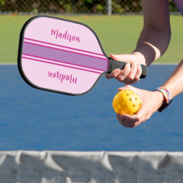 Retro Roze, Paarse & Fuchia Gestreept Pickleball Paddle