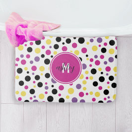 Retro Roze Paarse Monogram Polka Dots Badmat