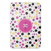 Retro Roze Paarse Monogram Polka Dots Badmat (Voorkant Verticaal)