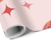 Retro Roze Paarse Oranje Disco Balls met Sterren Cadeaupapier (Rol Hoek)
