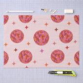 Retro Roze Paarse Oranje Disco Balls met Sterren Tissuepapier (Craft)