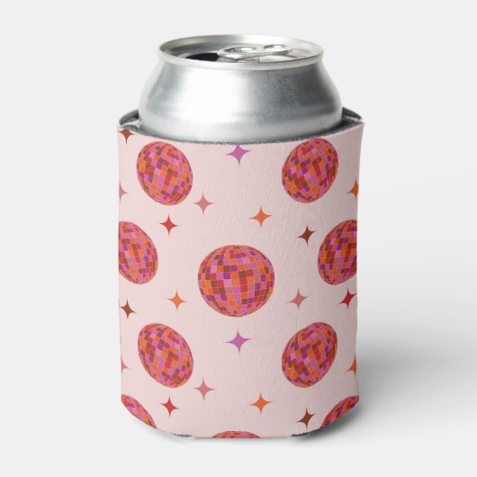 Retro Roze Paarse Oranje Disco Balls Patroon Blikjeskoeler (Blikje Voorkant)