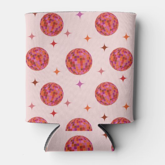 Retro Roze Paarse Oranje Disco Balls Patroon Blikjeskoeler (Voorkant)