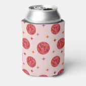 Retro Roze Paarse Oranje Disco Balls Patroon Blikjeskoeler (Blikje Achterkant)