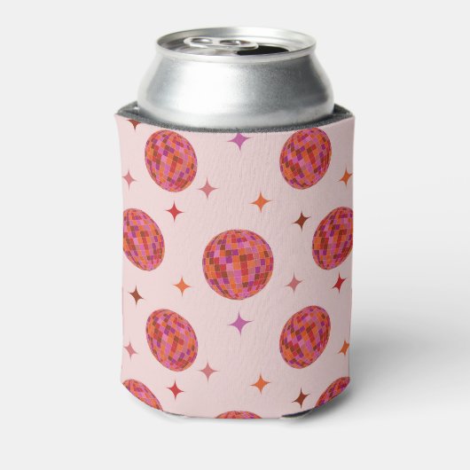 Retro Roze Paarse Oranje Disco Balls Patroon Blikjeskoeler (Blikje Achterkant)