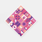 Retro Roze Paarse Wijn Bauhaus Cocktail Patroon Servet (Hoek)