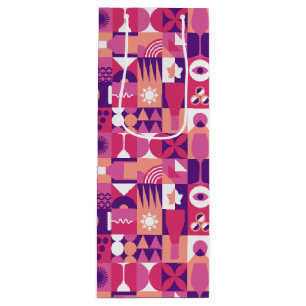 Retro Roze Paarse Wijn Bauhaus Patroon Cadeautas