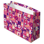 Retro Roze Paarse Wijn Bauhaus Patroon Groot Cadeauzakje (Achterkant Gekanteld)