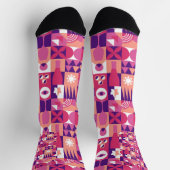 Retro Roze Paarse Wijn Bauhaus Patroon Sokken (Top)