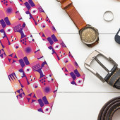 Retro Roze Paarse Wijn Bauhaus Patroon Stropdas