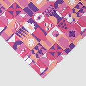 Retro Roze Paarse Wijn Bauhaus Patroon Tissuepapier (Detail)