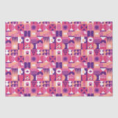 Retro Roze Paarse Wijn Bauhaus Patroon Tissuepapier (Voorkant)
