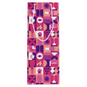 Retro Roze Paarse Wijn Bauhaus Patroon Wijn Cadeautas (Achterkant)