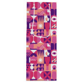 Retro Roze Paarse Wijn Bauhaus Patroon Wijn Cadeautas (Voorkant)