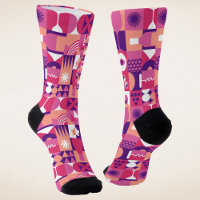 Retro roze paarse wijnglas Bauhaus patroon