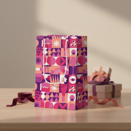 Retro roze paarse wijnpatroon klein cadeauzakje