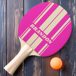 Retro Roze Paddle Strepen met Naam Tafeltennisbatje
