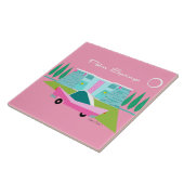 Retro Roze palm Springs-keramische tegels Tegeltje (Zijkant)