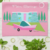 Retro Roze palm Springs Kitchen Towelen Theedoek (Gevouwen)