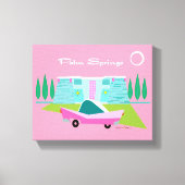 Retro Roze Palm Springs Stretted Canvas Print (Voorkant)
