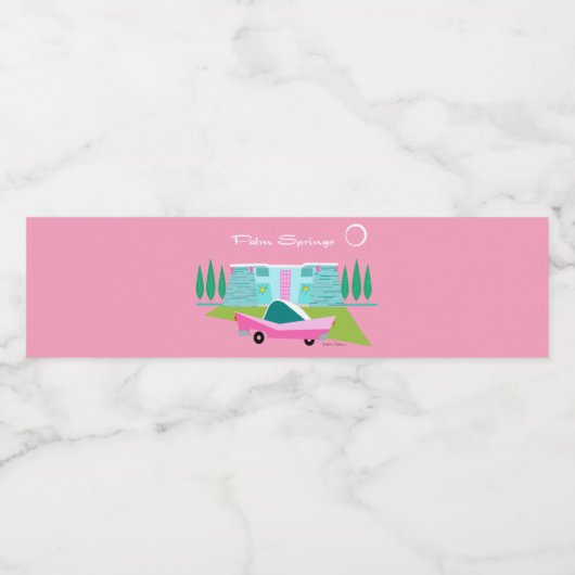 Retro Roze palmbroeken Etiket voor voedsel en dran (Enkel label)