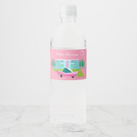 Retro Roze palmbroeken Etiket voor voedsel en dran