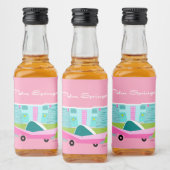 Retro Roze palmbroeken Etiket voor voedsel en dran (Flessen)
