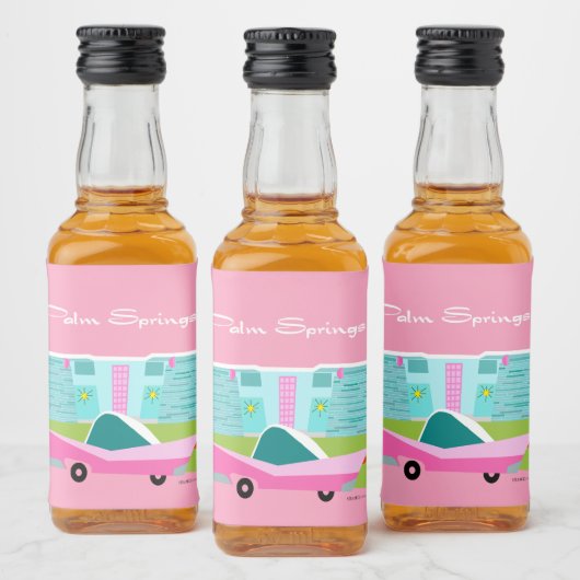 Retro Roze palmbroeken Etiket voor voedsel en dran (Flessen)