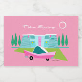 Retro Roze palmbroeken Etiket voor voedsel en dran (Enkel label)