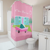 Retro Roze palmspruitgordijn Douchegordijn (In situ)