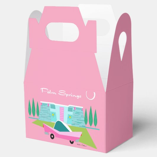 Retro Roze palmspuitbus Bedankdoosjes (Geopend)