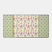 Retro Roze paneel van lente-vogels Bureaumat (Voorkant)