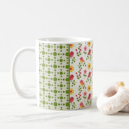 Retro Roze paneel van lente-vogels Koffiemok