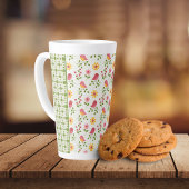 Retro Roze paneel van lente-vogels Latte Mok