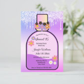 Retro roze parfum zoet 16 druipende glitters kaart (Staand voorkant)