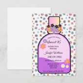 Retro roze parfumfles Bloemzoet 16 Kaart (Voorkant / Achterkant)