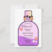 retro roze parfumfles zoet 16 minimalistisch kaart (Voorkant)