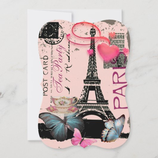 Retro roze Parijs Eiffeltoren bruids theekransje Kaart (Voorkant)