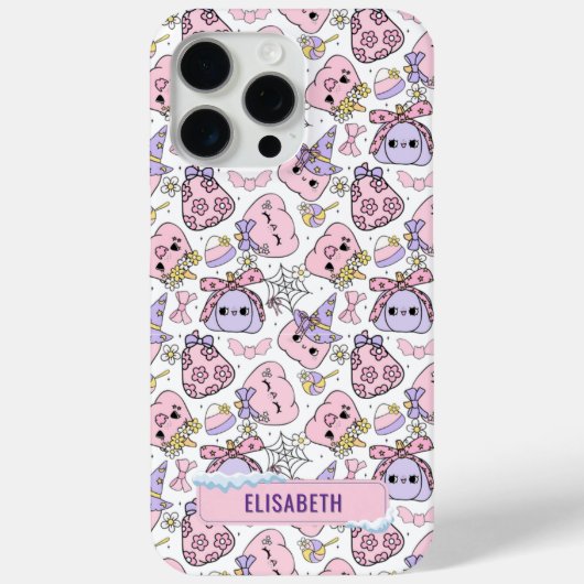 Retro Roze Pastel Halloween Pompoen Telefoonhoesje Case-Mate iPhone Case (Achterkant)