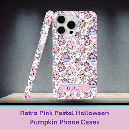 Retro Roze Pastel Halloween Pompoen Telefoonhoesje iPhone 15 Pro Max Hoesje