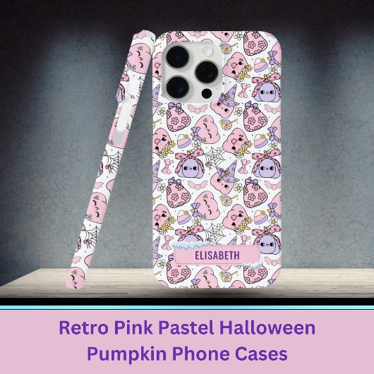 Retro Roze Pastel Halloween Pompoen Telefoonhoesje Case-Mate iPhone Case
