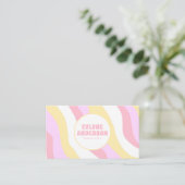 Retro Roze Pastel QR Code 70s Boho Groovy Meisjesa Visitekaartje (Staand voorkant)