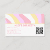 Retro Roze Pastel QR Code 70s Boho Groovy Meisjesa Visitekaartje (Achterkant)